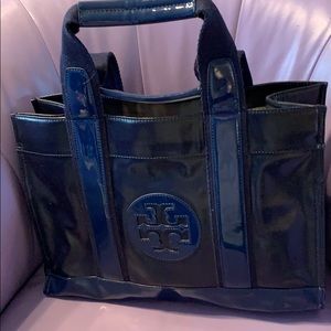Tory Burch Large Navy Patent Tote